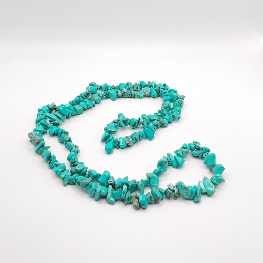 Blue Turquoise Nugget Beaded Necklace